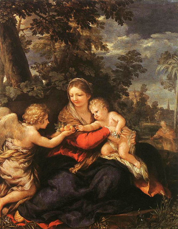 holy family resting on the flight to egypt